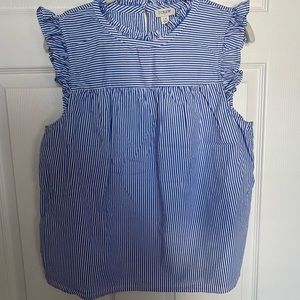 Never worn JCrew Factory Ruffleneck shirred top in cotton poplin - 12